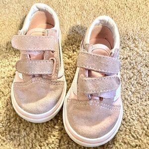 Little girls pink and white Vans
